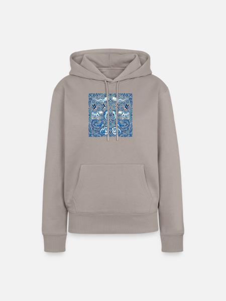 Arktische Tiere im Folklore-Stil - Frauen Premium Bio Hoodie - Taupe