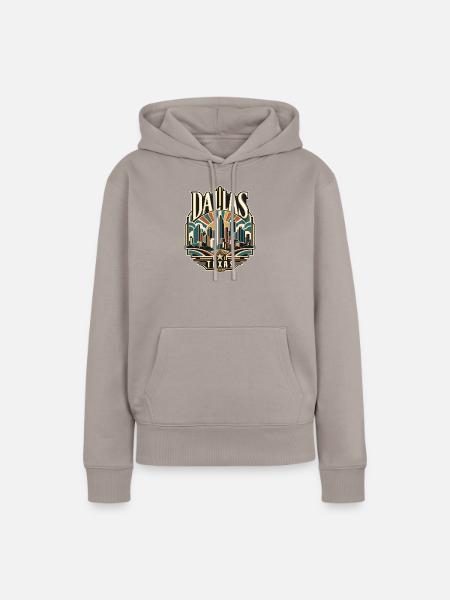 Dallas Skyline Retro Texas - Frauen Premium Bio Hoodie - Taupe