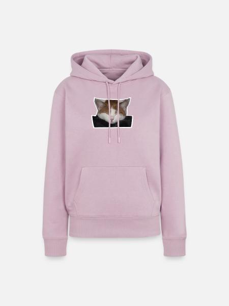 Schlafende rot-weiße Katze - Frauen Premium Bio Hoodie - Altrosa