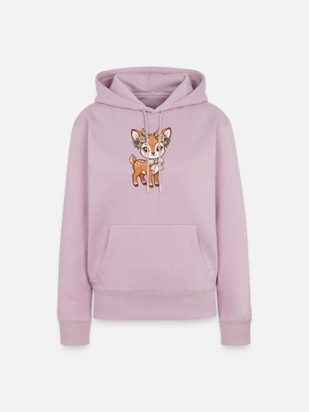 Blumenkranz Reh - Frauen Premium Bio Hoodie - Altrosa