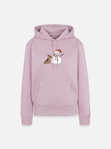 Schäferhund klaut Schneemann den Stockarm - Frauen Premium Bio Hoodie - Altrosa