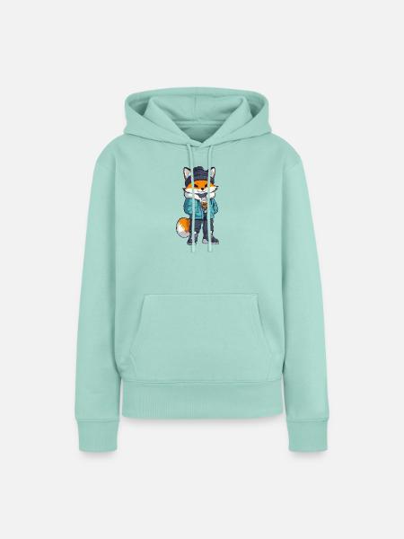 Fuchs mit Winterjacke und Mütze - Frauen Premium Bio Hoodie - Mint