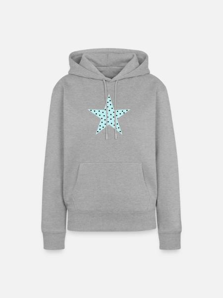 Pastellblauer Polka-Punkt-Stern - Frauen Premium Bio Hoodie - Grau meliert