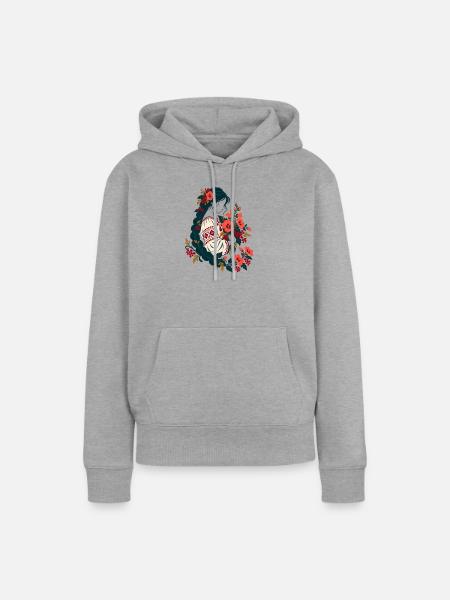 Ukrainerin mit Zopf - Frauen Premium Bio Hoodie - Grau meliert