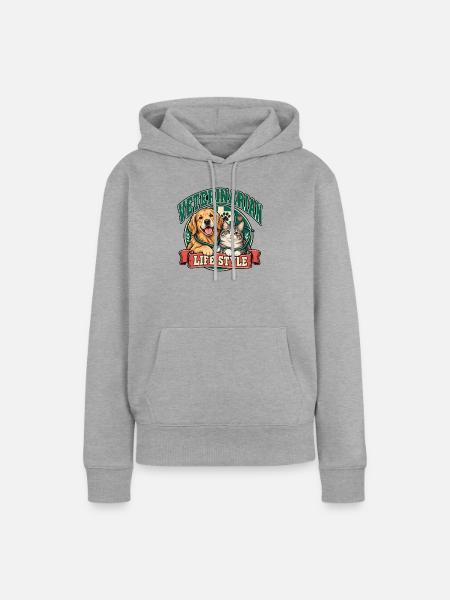Tierarzt-Lebensstil-Hund-Katzen-Duo - Frauen Premium Bio Hoodie - Grau meliert