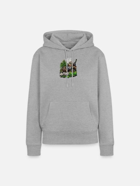 Auftragschiller – Faultier mit Cannabis-Humor - Frauen Premium Bio Hoodie - Grau meliert
