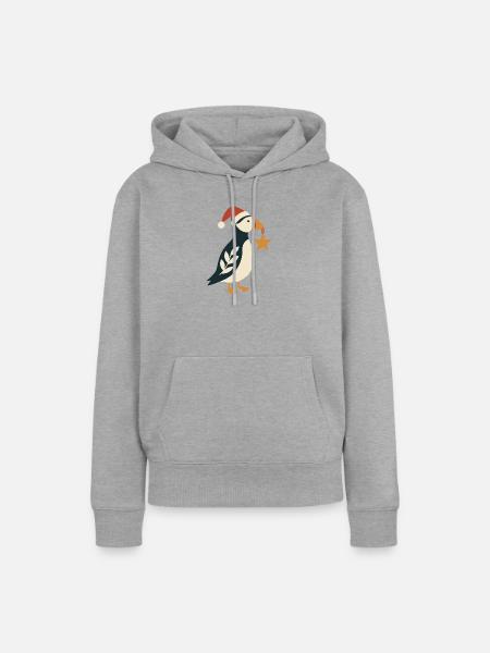 Weihnachtspuffin mit Weihnachtsstern - Frauen Premium Bio Hoodie - Grau meliert
