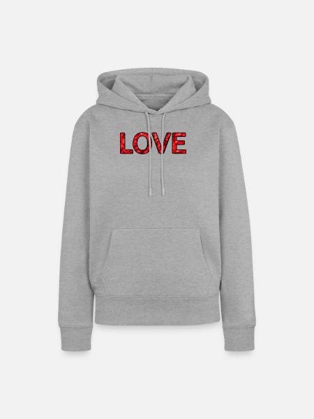 LOVE – Rot – 30 cm - Frauen Premium Bio Hoodie - Grau meliert