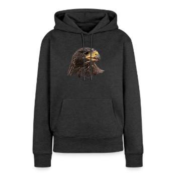 Adler, Falke, Greifvogel aus Falknerei, braun - Frauen Premium Bio Hoodie - Anthrazit meliert - Vorne - Selfina (174cm)