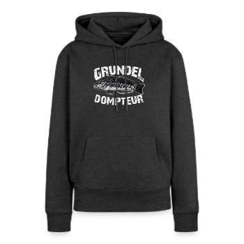 Grundeln fischen angeln - Frauen Premium Bio Hoodie - Anthrazit meliert - Vorne - Selfina (174cm)