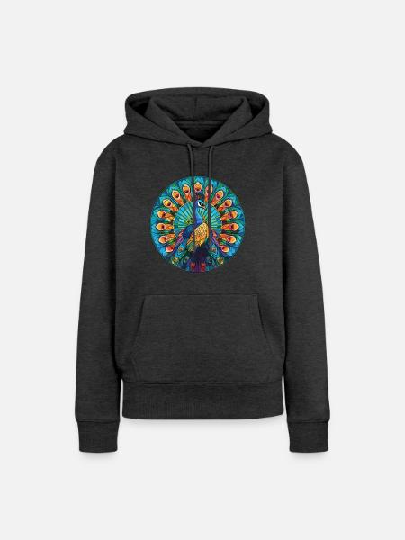 Pfauenbunte Aquarell-Tierillustration - Frauen Premium Bio Hoodie - Anthrazit meliert