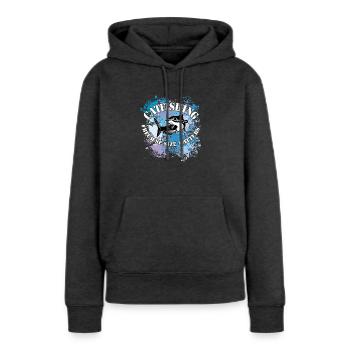 Wels Waller fischen Wels auf Farbklecksen - Frauen Premium Bio Hoodie - Anthrazit meliert - Vorne - Selfina (174cm)