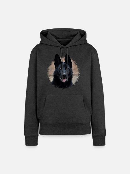 Schwarzer Schäferhund - Frauen Premium Bio Hoodie - Anthrazit meliert