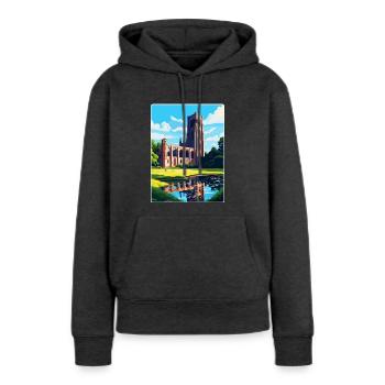 Fountains Abbey North Yorkshire Reiseposter WPA - Frauen Premium Bio Hoodie - Anthrazit meliert - Vorne - Selfina (174cm)
