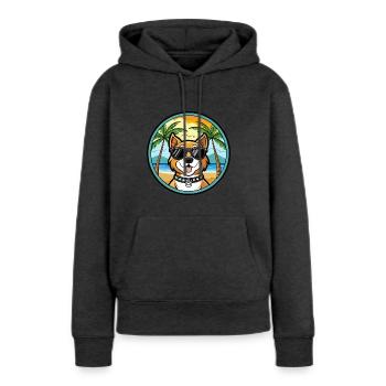 Cao De Castro Laboreiro Hunderasse Cartoon Strand - Frauen Premium Bio Hoodie - Anthrazit meliert - Vorne - Selfina (174cm)