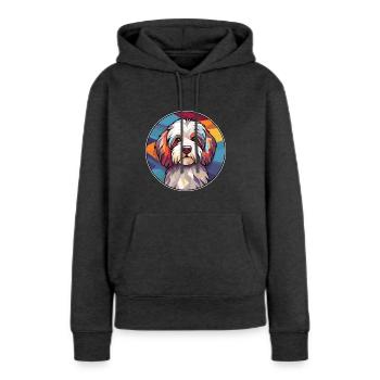 Havaneser Hund Bunte Karikatur Kawaii - Frauen Premium Bio Hoodie - Anthrazit meliert - Vorne - Selfina (174cm)
