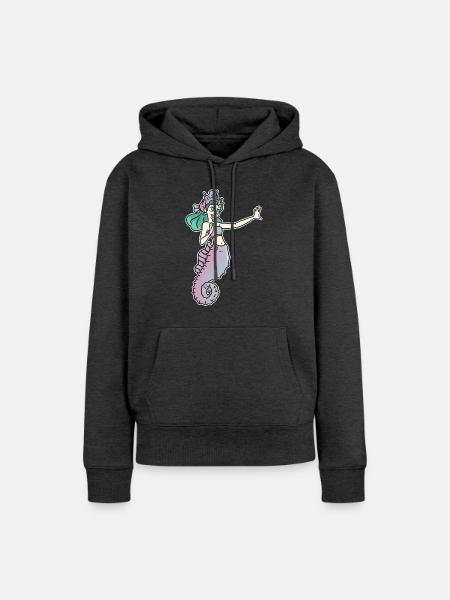Anmutige Seepferdchen Prinzessin - Frauen Premium Bio Hoodie - Anthrazit meliert
