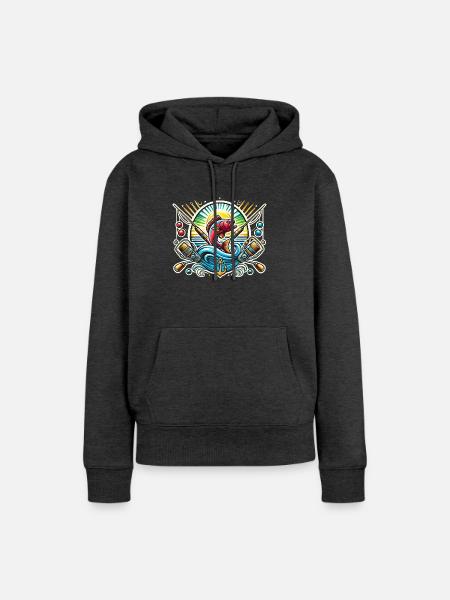 Logo de pêcheur vintage - Sweat à capuche Premium bio Femme - anthracite chiné