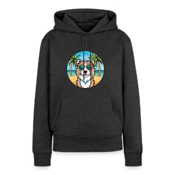 Katalanische Schäferhundrasse Cartoon Sonnenbrille Strand - Frauen Premium Bio Hoodie - Anthrazit meliert - Vorne - Selfina (174cm)
