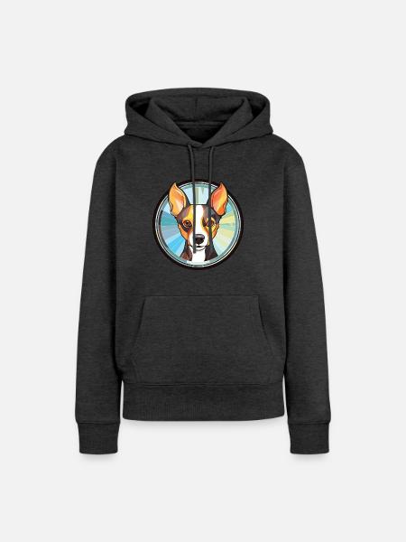 Ratterrier-Hunderasse Aquarell-Illustration - Frauen Premium Bio Hoodie - Anthrazit meliert