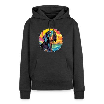 Schwarz und Tan Coonhound Hunderasse Bunte Karikatur - Frauen Premium Bio Hoodie - Anthrazit meliert - Vorne - Selfina (174cm)
