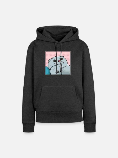 Kuschelweiche Foldex Rassekatze - Frauen Premium Bio Hoodie - Anthrazit meliert