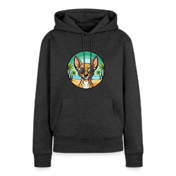 Cirneco Dell Etna Hunderasse Cartoon Sonnenbrille Strand - Frauen Premium Bio Hoodie - Anthrazit meliert - Vorne - Selfina (174cm)