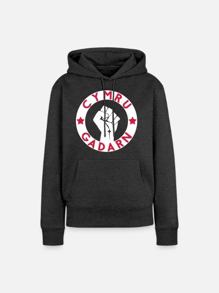 Cymru Gadarn - Frauen Premium Bio Hoodie - Anthrazit meliert