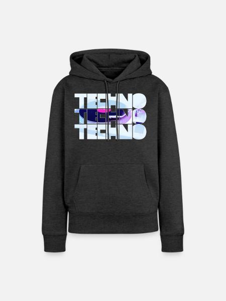 Techno Neon Grid Design - Frauen Premium Bio Hoodie - Anthrazit meliert