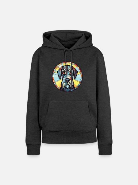 Riesenschnauzer Hunderasse Aquarell Illustration - Frauen Premium Bio Hoodie - Anthrazit meliert
