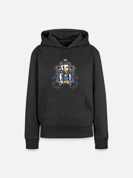 Majestätischer Pharao Hieroglyphen - Frauen Premium Bio Hoodie - Anthrazit meliert