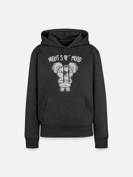Koala Koalabär Schichtarbeiter Nachtschicht - Frauen Premium Bio Hoodie - Anthrazit meliert