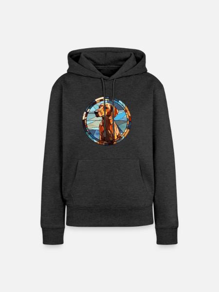 Braque du Bourbonnais Hunderasse Buntglas Colo - Frauen Premium Bio Hoodie - Anthrazit meliert