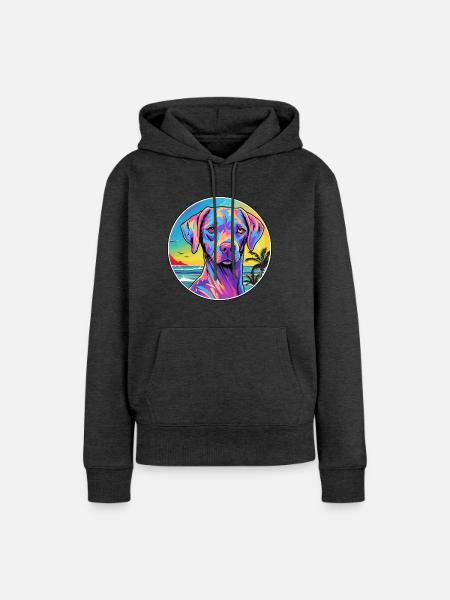 Akbash Hunderasse buntes Karikatur-Aquarell - Frauen Premium Bio Hoodie - Anthrazit meliert