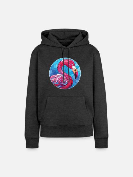 Flamingo bunte Aquarell-Tierillustration - Frauen Premium Bio Hoodie - Anthrazit meliert
