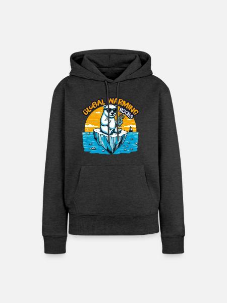 Global Warming Rocks - Frauen Premium Bio Hoodie - Anthrazit meliert