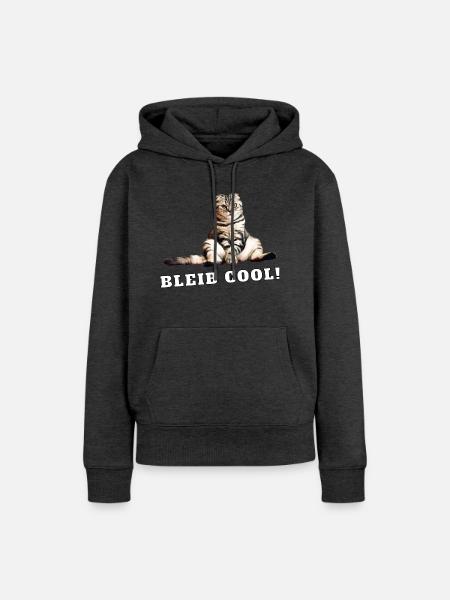 Katze – Bleib cool - Frauen Premium Bio Hoodie - Anthrazit meliert