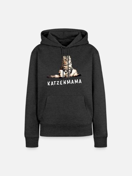Katze – Katzenmama - Frauen Premium Bio Hoodie - Anthrazit meliert