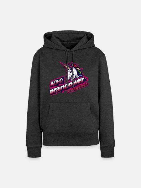 ADHS-Hyperfokus-Club, Neurodiversitäts-Superkraft - Frauen Premium Bio Hoodie - Anthrazit meliert