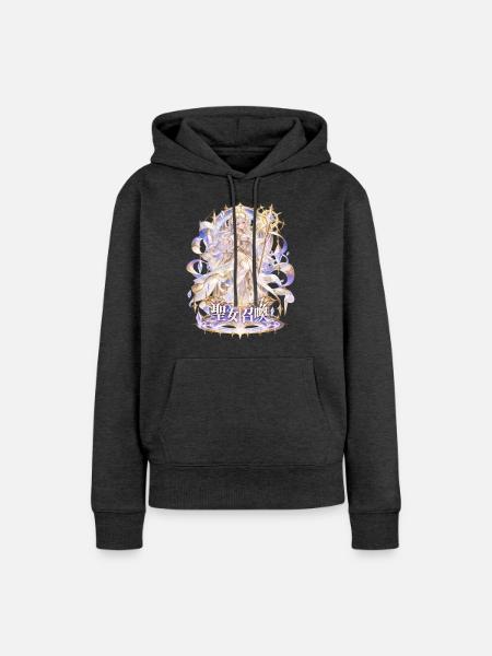 Heilige Schimmergöttin mit goldenem Stab - Frauen Premium Bio Hoodie - Anthrazit meliert