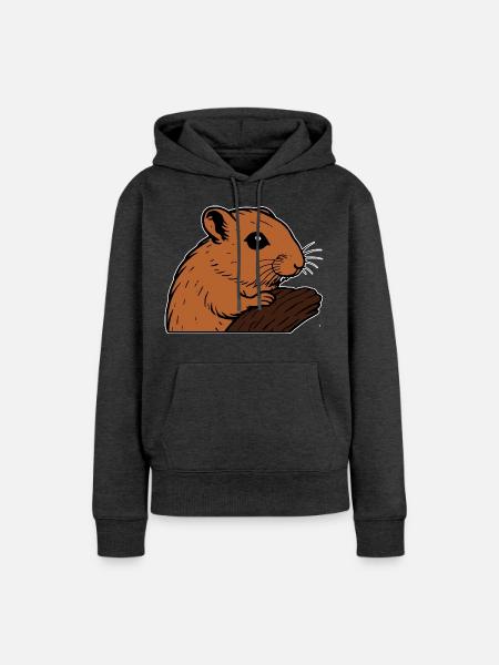 Rennmaus mit Futter Nagetier - Frauen Premium Bio Hoodie - Anthrazit meliert