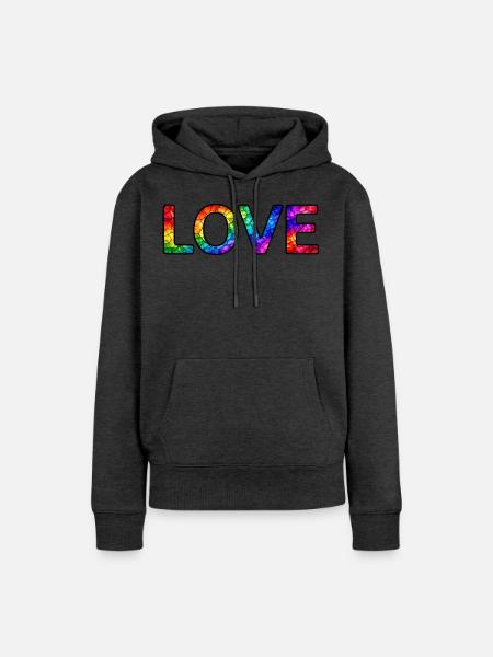 LOVE-Rainbow-30cm - Frauen Premium Bio Hoodie - Anthrazit meliert