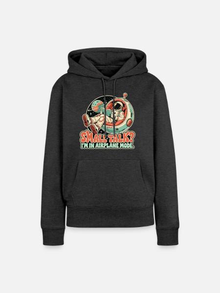 Small Talk im Flugmodus - Frauen Premium Bio Hoodie - Anthrazit meliert