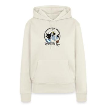 Hase und Wolf Kapitän grau - Frauen Premium Bio Hoodie - Naturweiß - Vorne - Selfina (174cm)