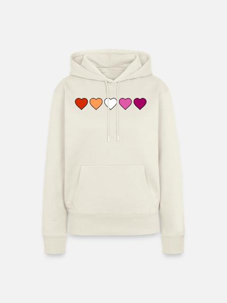 Lesbisch Lesbe Lesben Herzen - Frauen Premium Bio Hoodie - Naturweiß