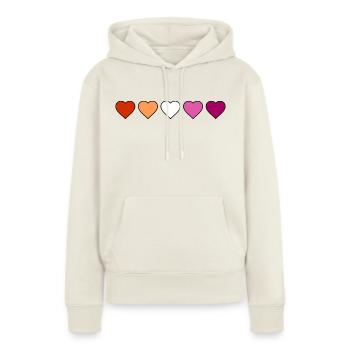 Lesbisch Lesbe Lesben Herzen - Frauen Premium Bio Hoodie - Naturweiß - Vorne - Selfina (174cm)