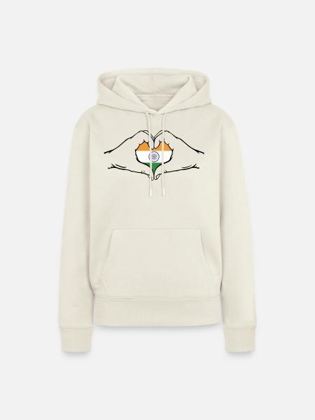 Indien Flagge Herzform - Frauen Premium Bio Hoodie - Naturweiß
