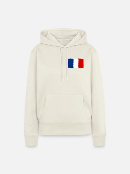 Frankreich Flagge used look - Frauen Premium Bio Hoodie - Naturweiß