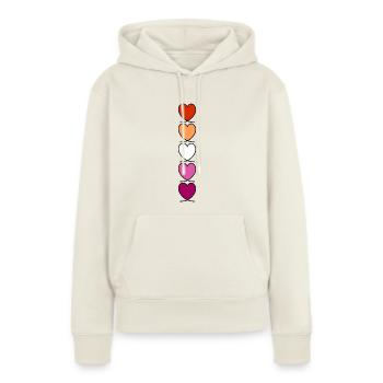 Lesbe Lesben Lesbisch Herzen - Frauen Premium Bio Hoodie - Naturweiß - Vorne - Selfina (174cm)