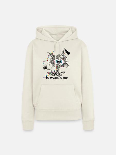 Lustige Augen und Weihnachtslichter Design - Frauen Premium Bio Hoodie - Naturweiß